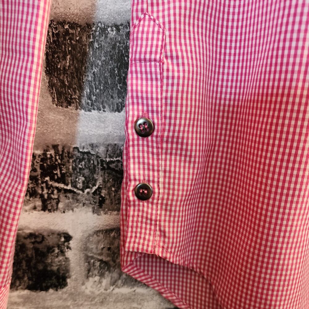 Kut From the Kloth Gingham Button Up Pink Long Sleeve Shirt Medium - Picture 4 of 7